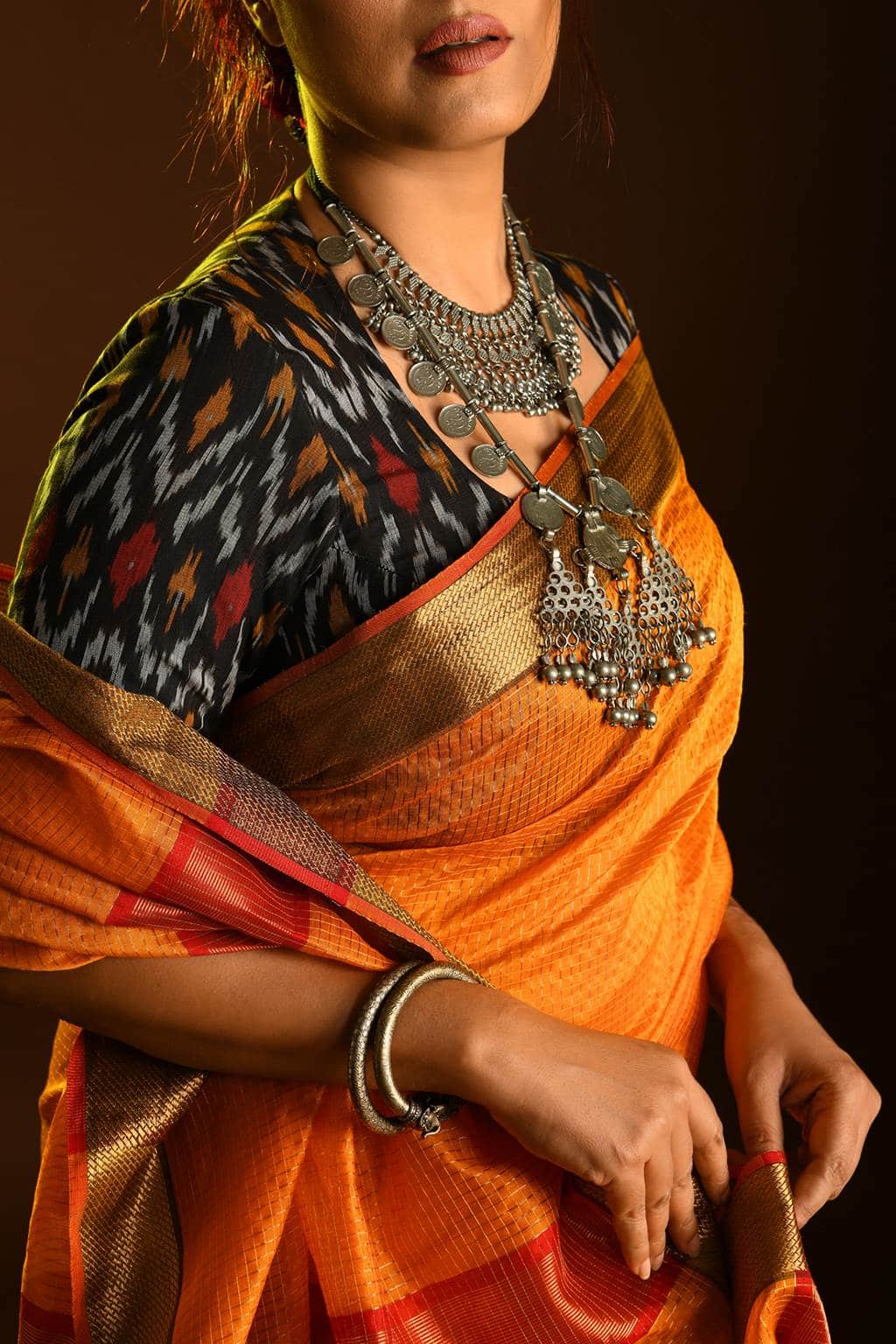 Jewellery with handloom saree new arrivals